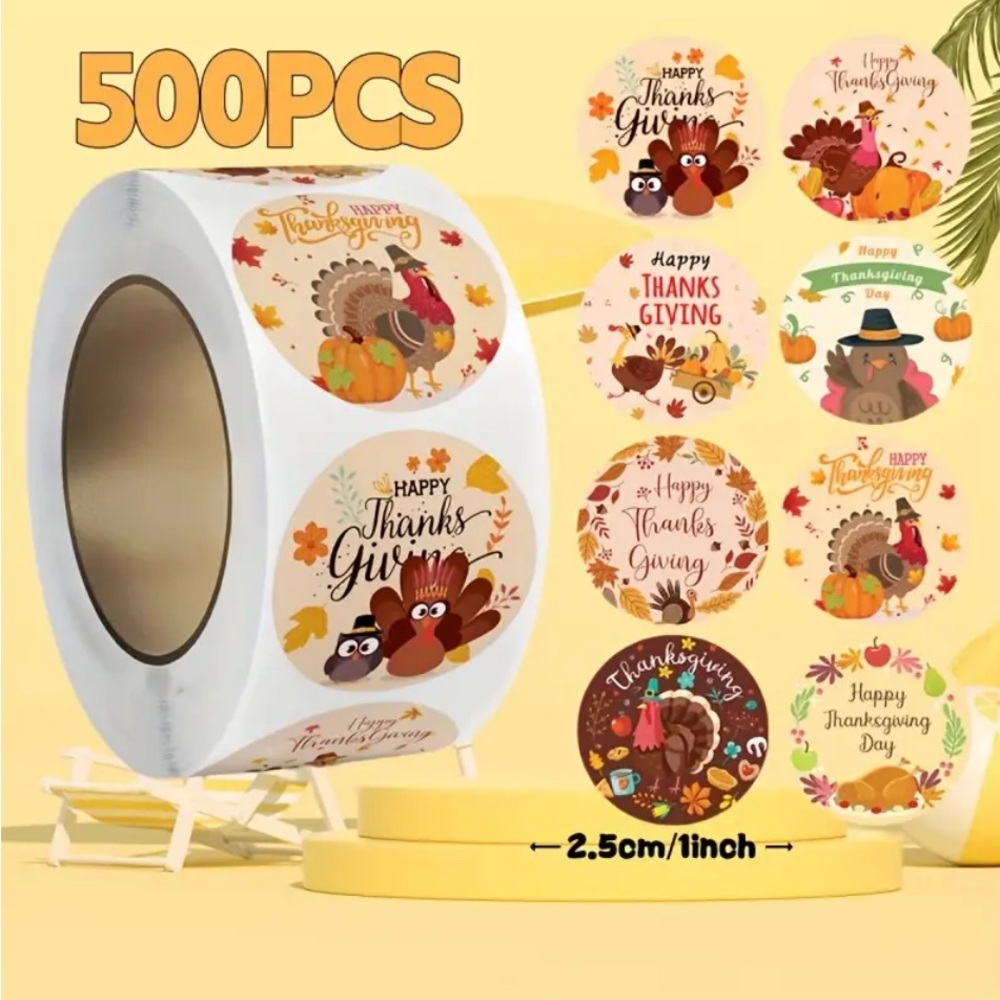 500 Fall- Thanksgiving Thank You Stickers